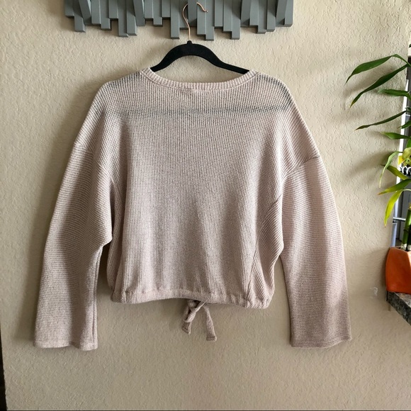 The line of style beige tie waist sweater, small - Picture 7 of 9